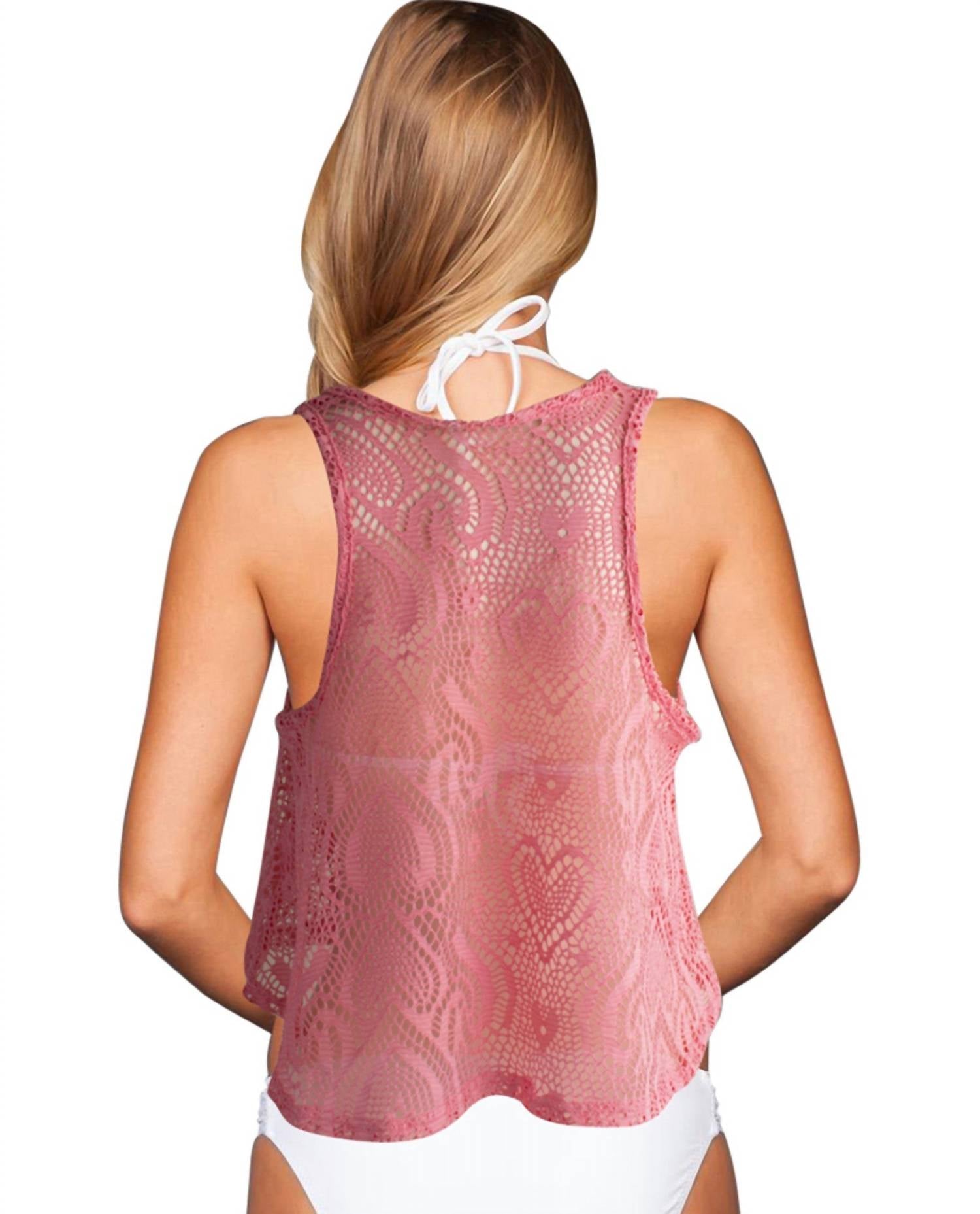 Beach Habitat - Heart Crochet Sleeveless Crop Top