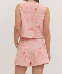 Entro - Floral Denim Vest Set
