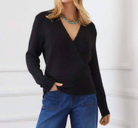 Karen Kane Wrap Sweater in black - women's sweater - view 4