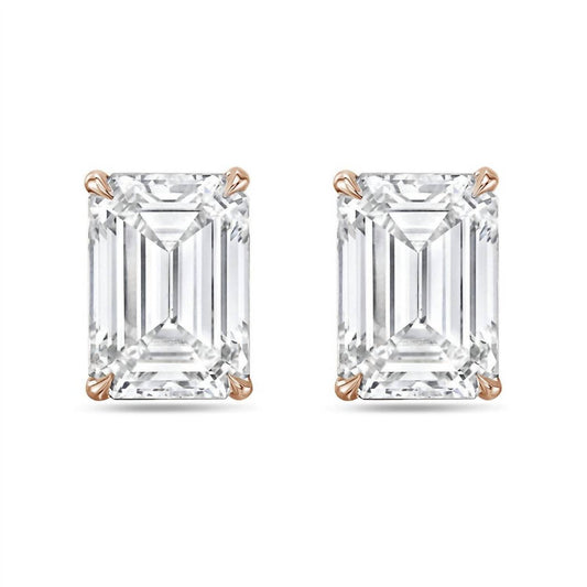 Diana M Jewels - 10.00 Cts Lab Grown Emerald Cut Stud Earrings