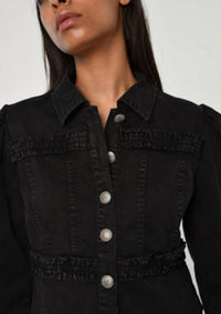 LOVE THE LABEL Neva Jacket in midnight denim - women's jacket - detail view