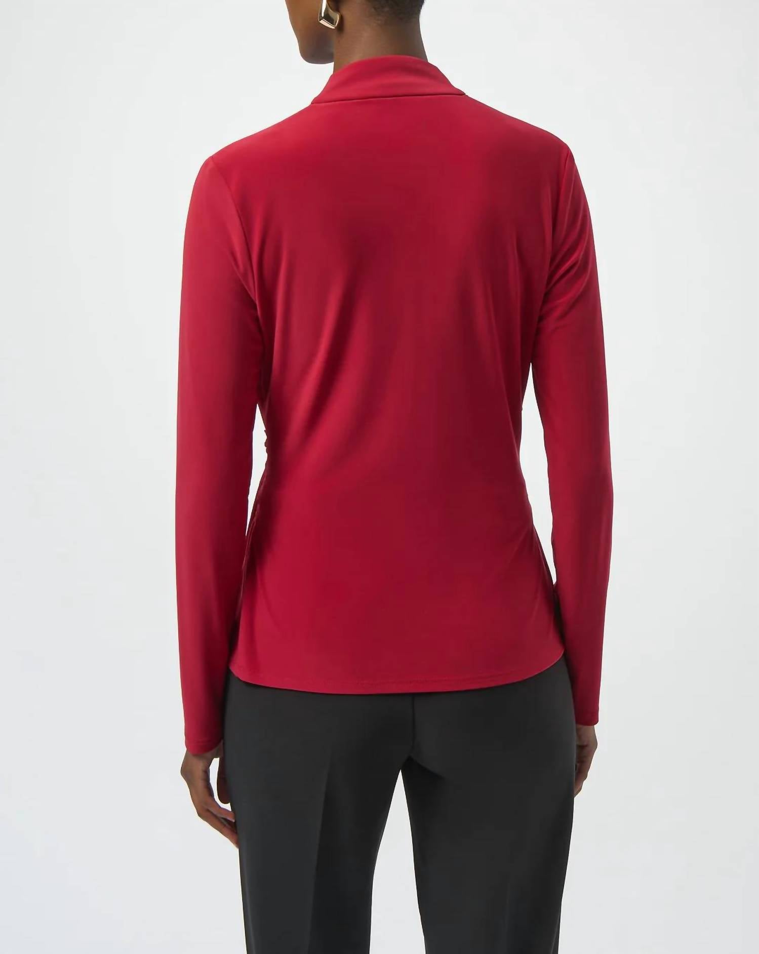 Joseph Ribkoff - Fitted Faux Wrap Long Sleeve Top