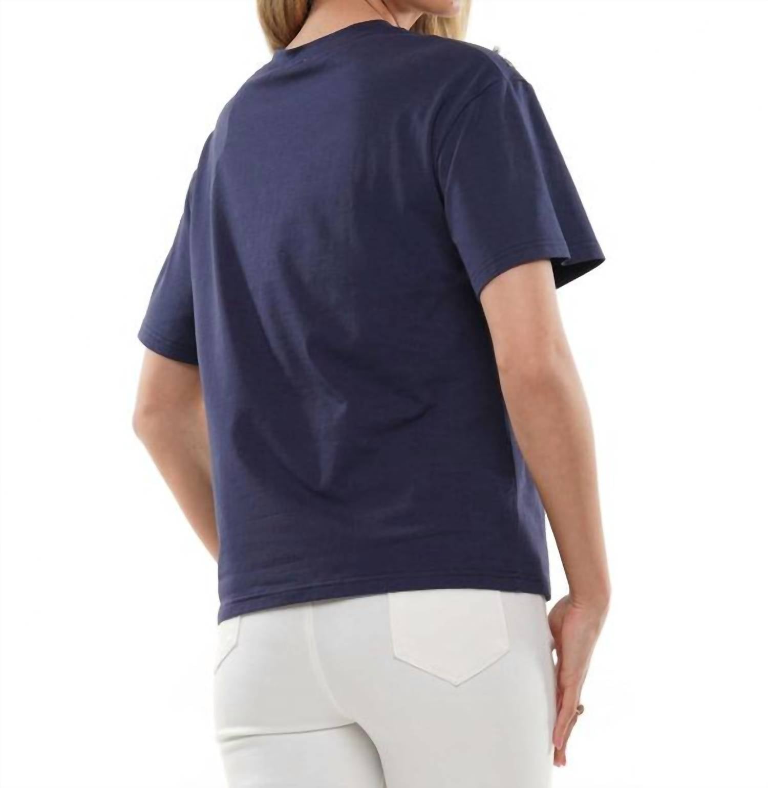 Why Dress American Wine Glass Tee in navy - women's t-shirt - detail view