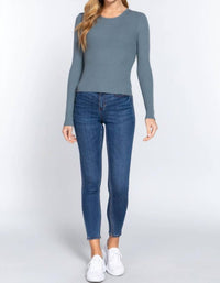 Active Basic - Crew Neck Viscose Rib Sweater