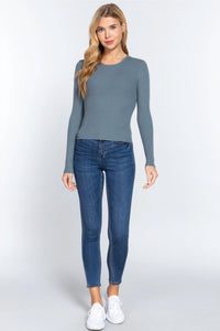 Active Basic - Crew Neck Viscose Rib Sweater