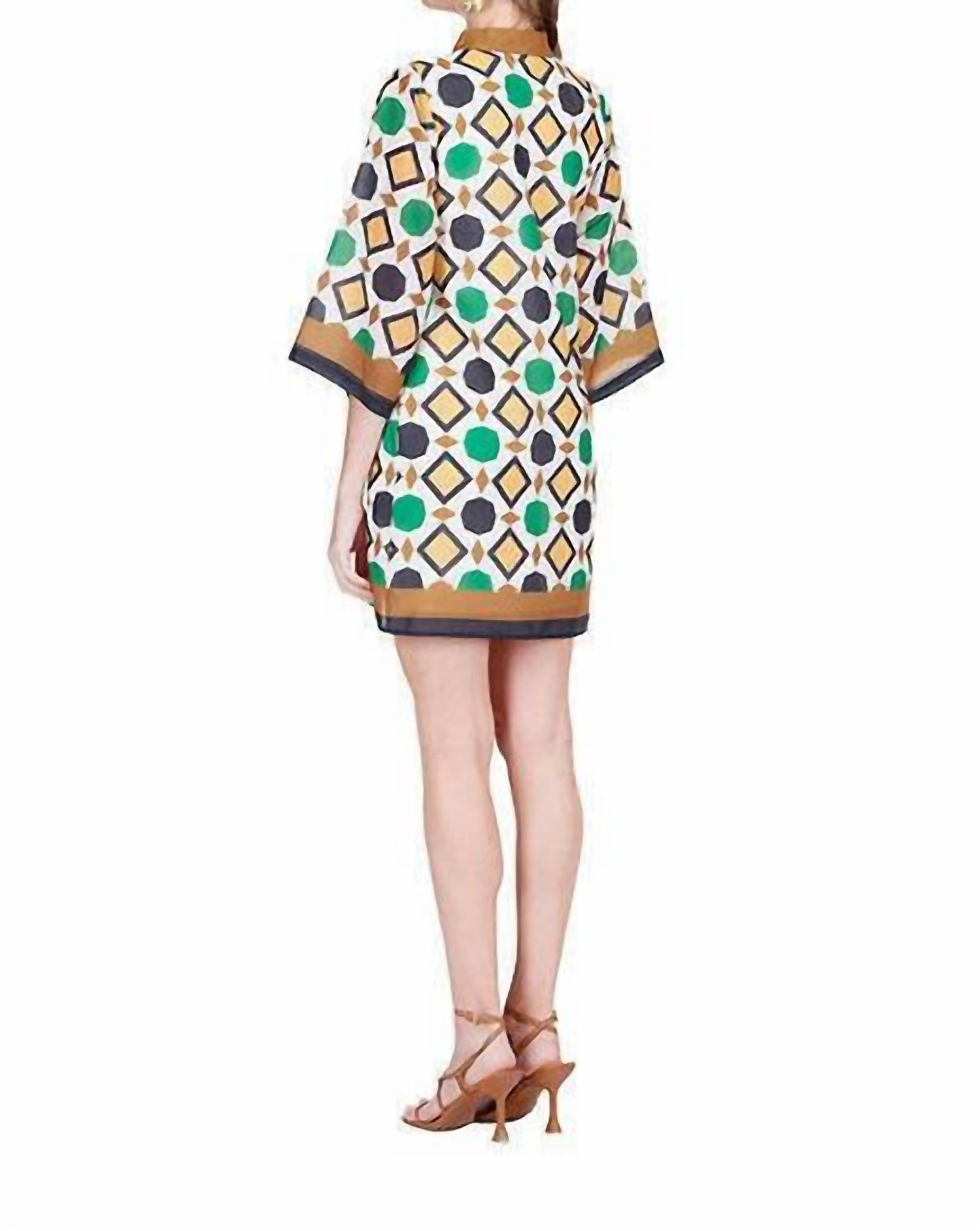 Jade Melody Tam - Split Neck Bell Sleeve Caftan Dress
