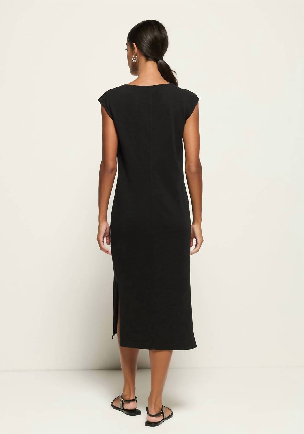 Nation LTD Kalee Column Midi Dress in jet black - women's dress - detail view