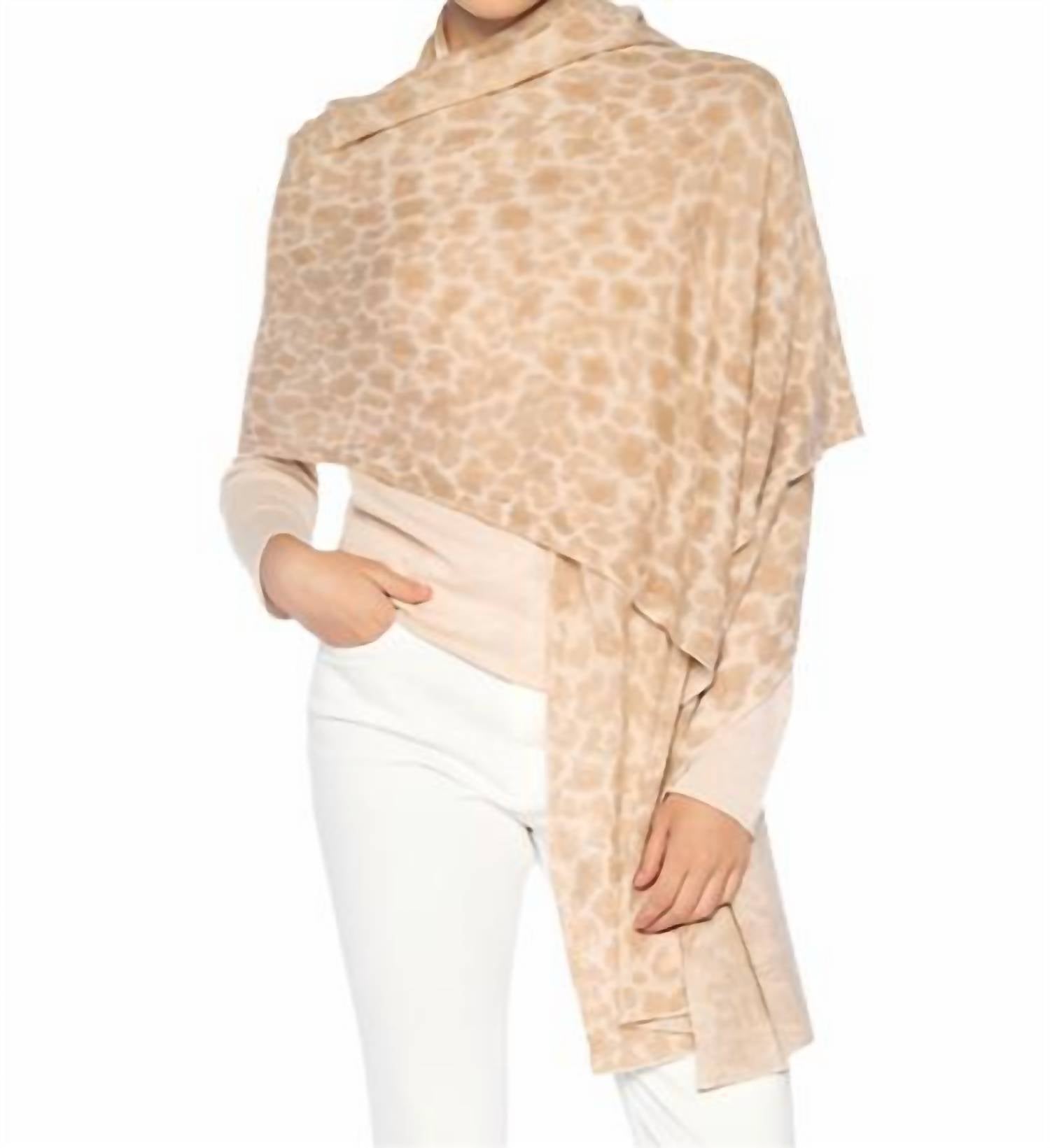 Kinross Women's Leopard Print Wrap in animal - women's scarf - detail view