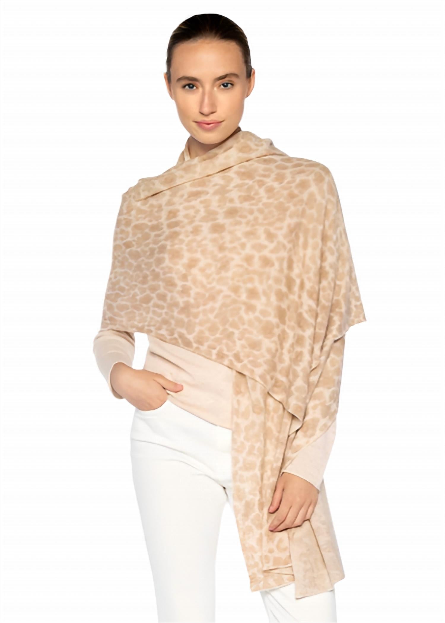 Kinross Women's Leopard Print Wrap in animal - women's scarf - alternate view
