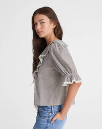 By Together - WOVEN COTTEN LINEN STRIPED BLOUSE