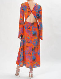 RONNY KOBO Mara Midi Dress in tie dye orange - women's dress - detail view