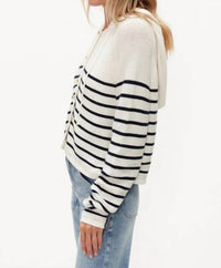 Six/Fifty - Annalora Striped Button Up Hoodie