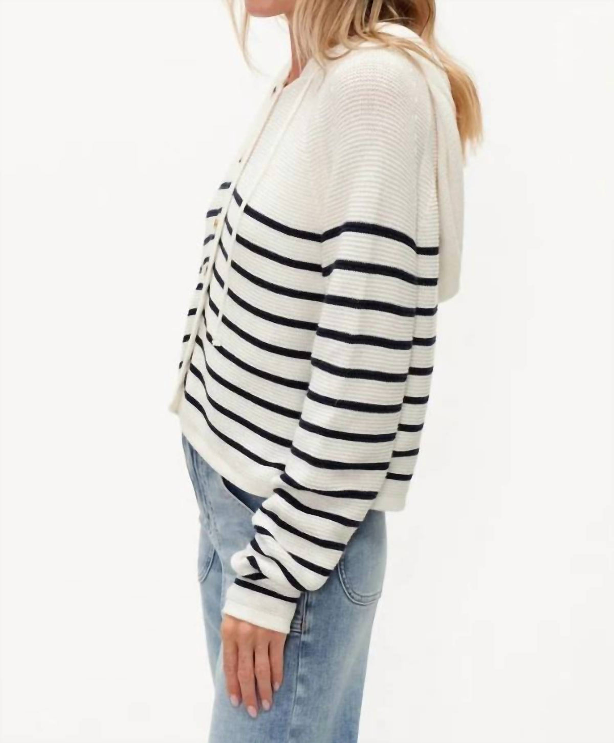 Six/Fifty - Annalora Striped Button Up Hoodie