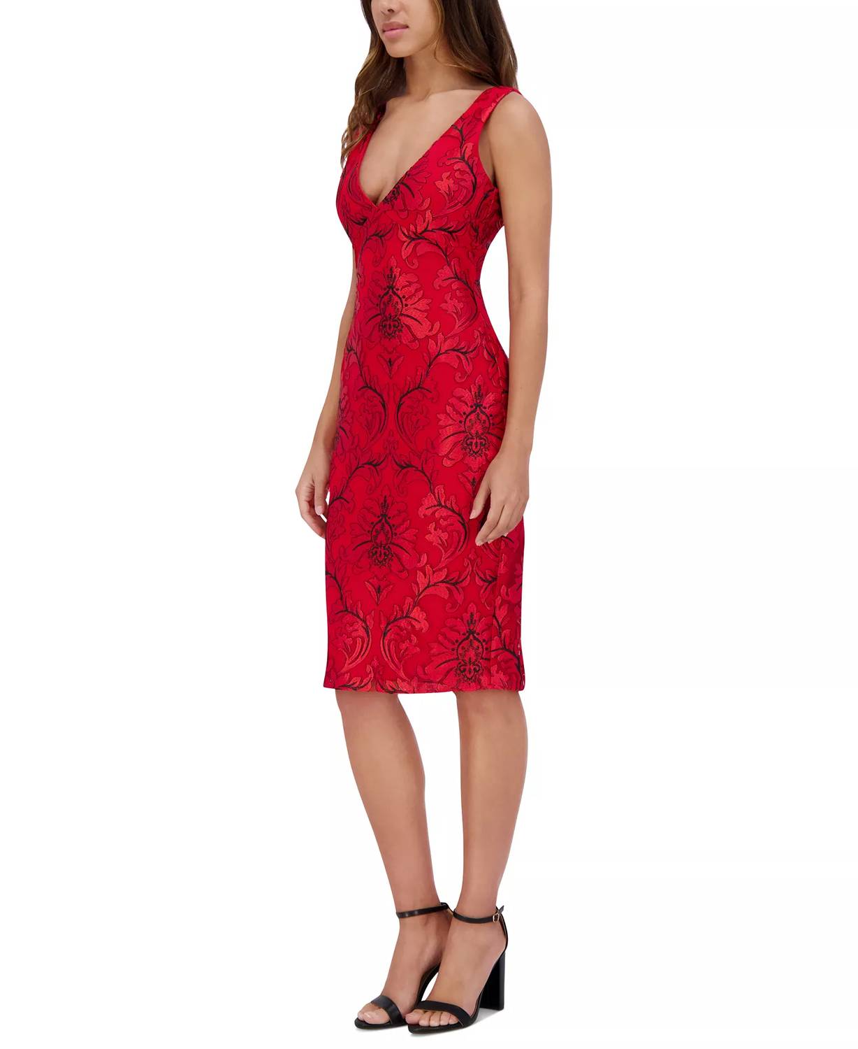 Siena Studio V-neck Embroidered-mesh Sleeveless Midi Dress - women's dress - alternate view