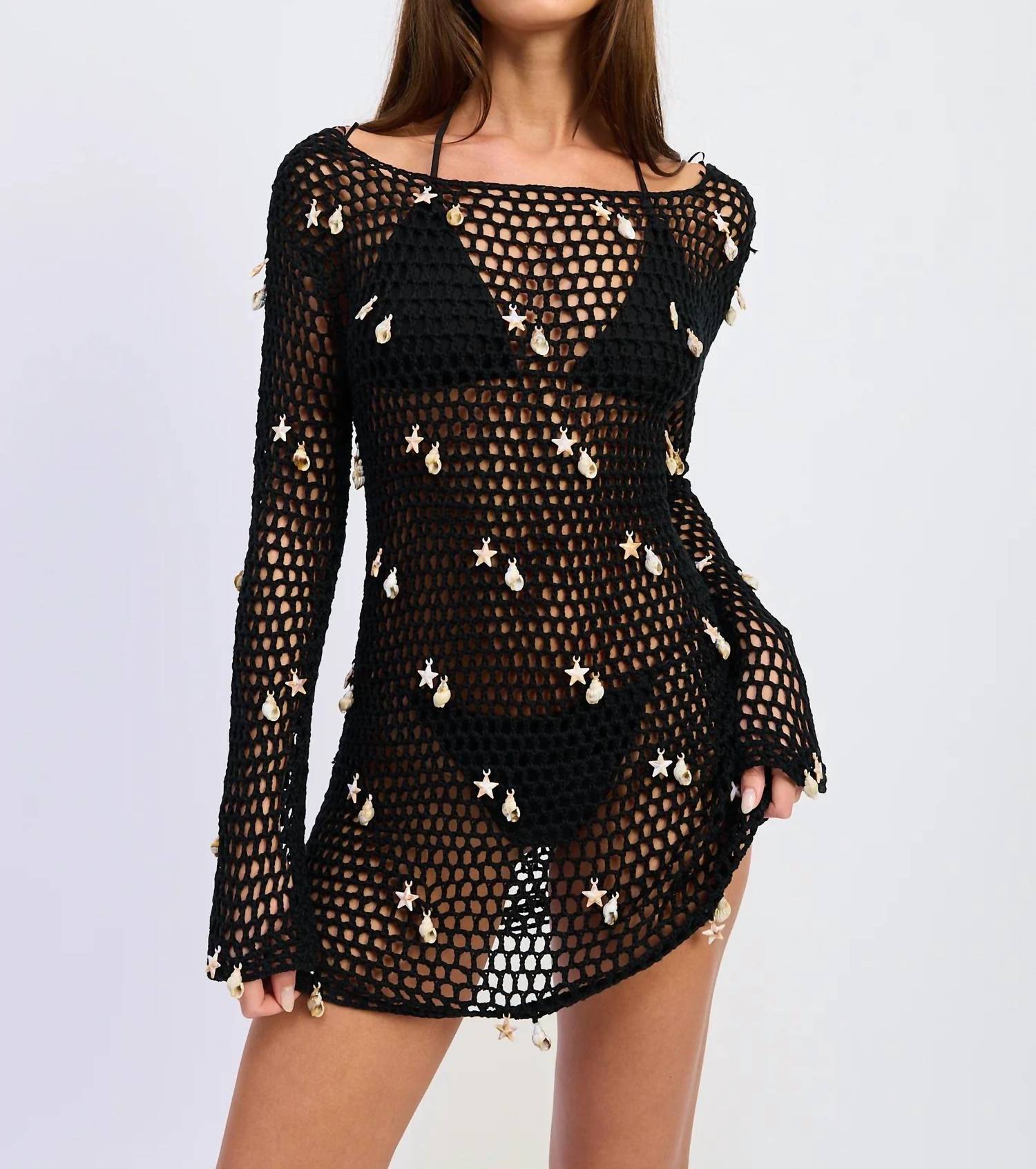 En Saison - Dahlia Crochet Seashell Mini Dress Cover Up