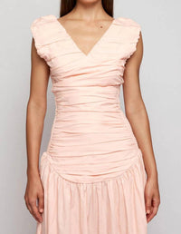 S/W/F - Ruched Low Hem Midi Dress