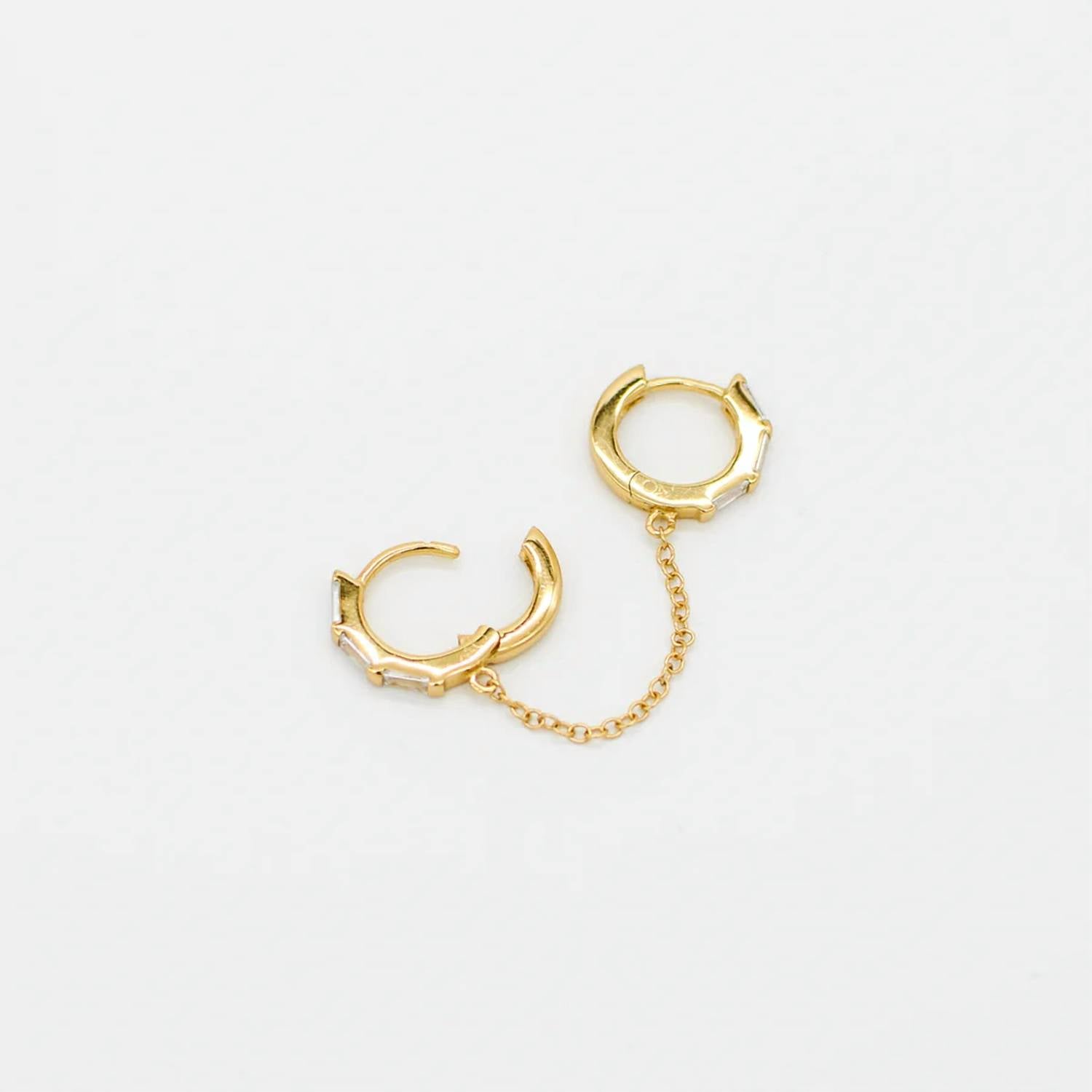 Au79 - Women's St Moritz Double Huggie Earrings With Chain