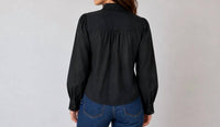 Elie Tahari - FRONT BUTTON EMBROIDERED TRIM COLLAR BLOUSE