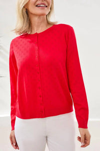 Tribal - Heart Pointelle Knit Cardigan Sweater
