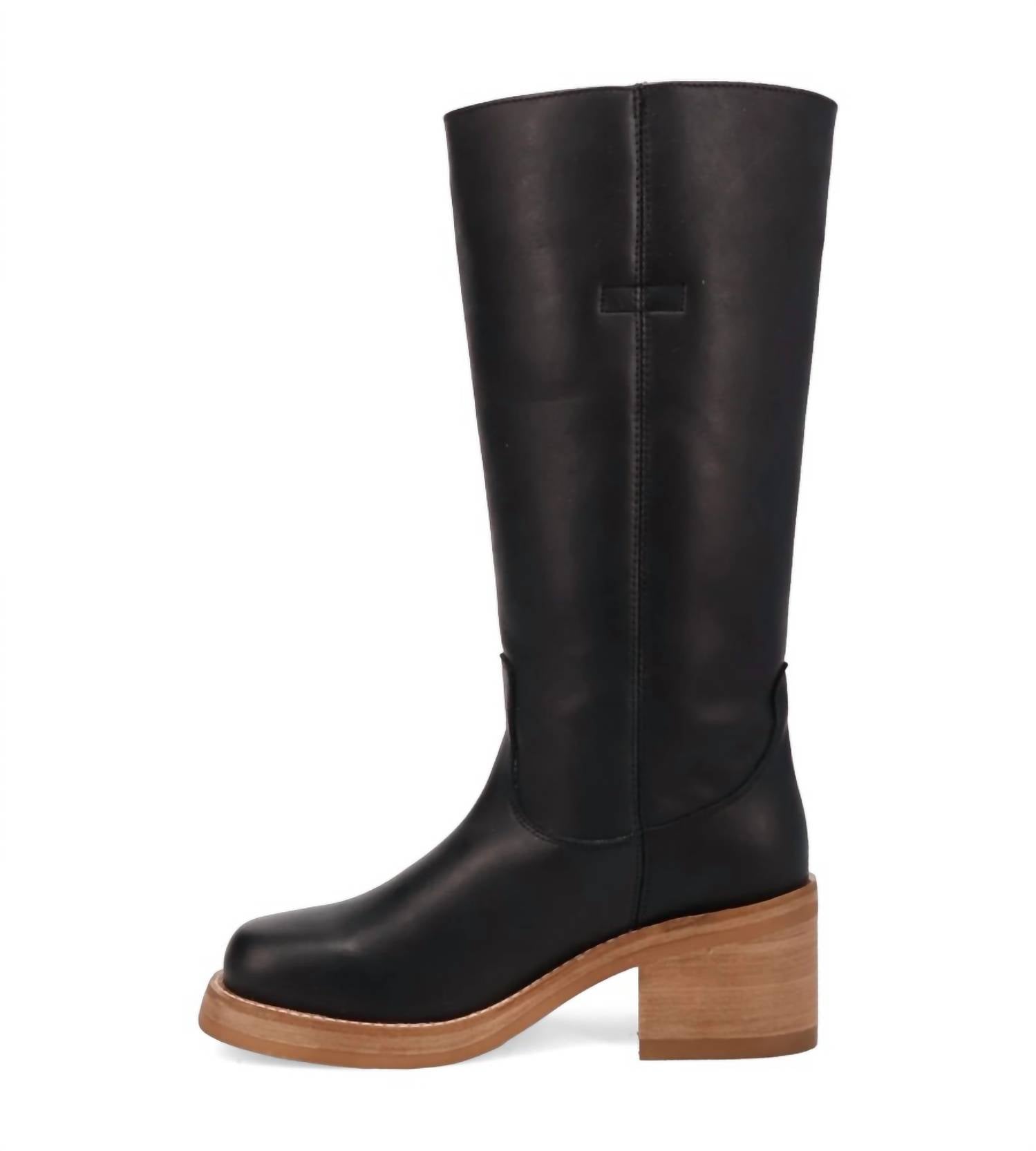 DAN POST. Women's Vagabond Leather Boot in black - women's shoe - detail view