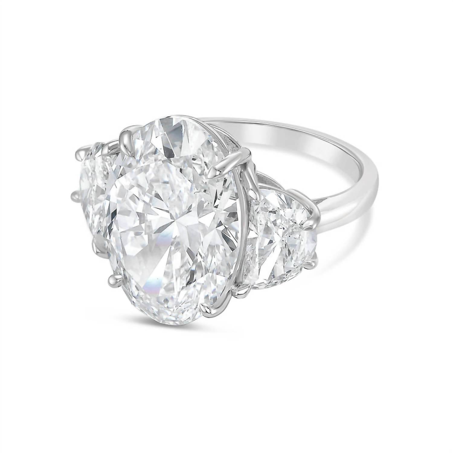 Diana M Jewels - 4.00 Ct Lab-grown Oval-shaped Diamond Ring With 0.60 Ct Half Moon Accents