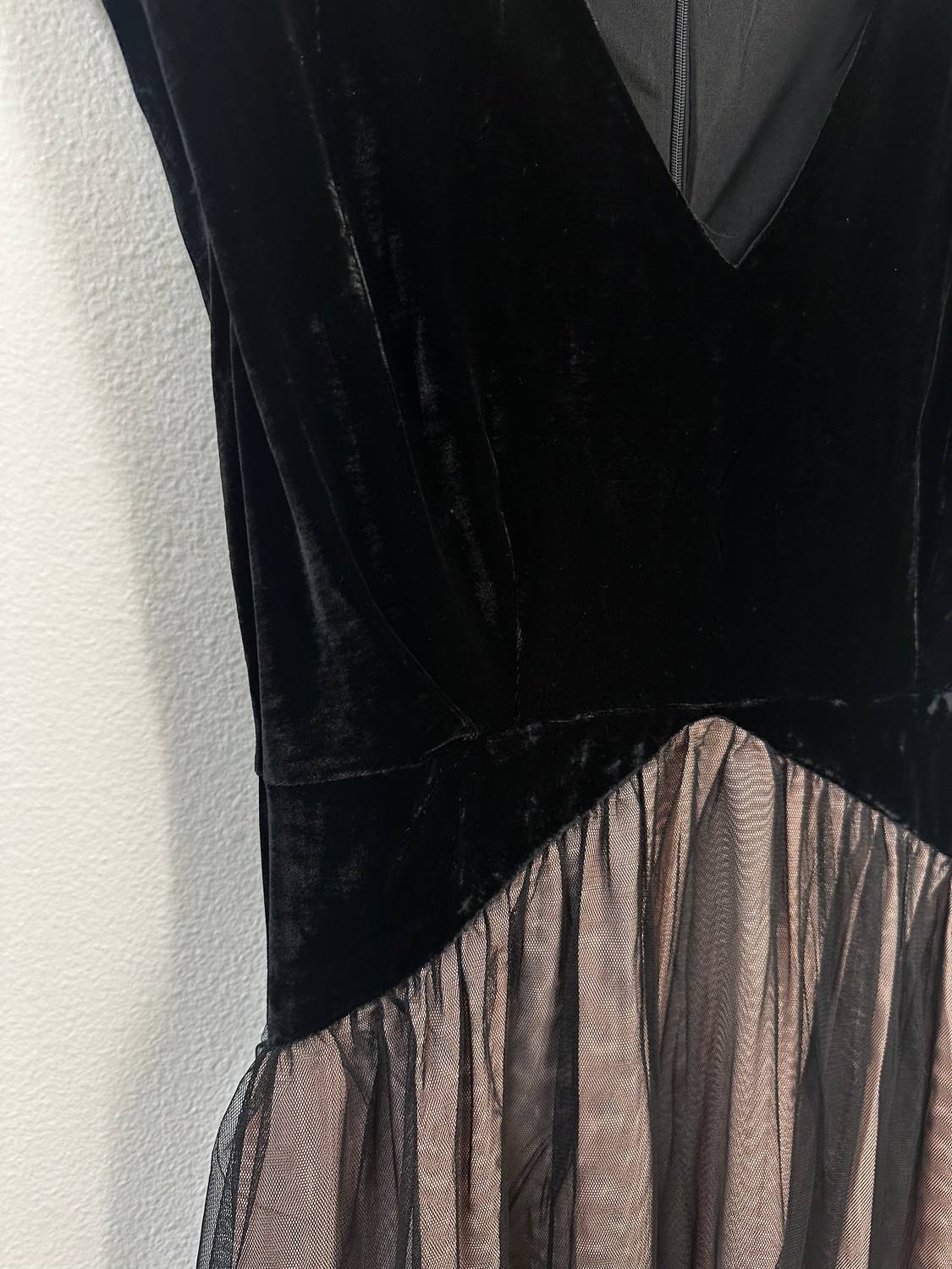 TCEC Women's Fitted Velvet & Tulle Midi Dress in black - women's dress - alternate view