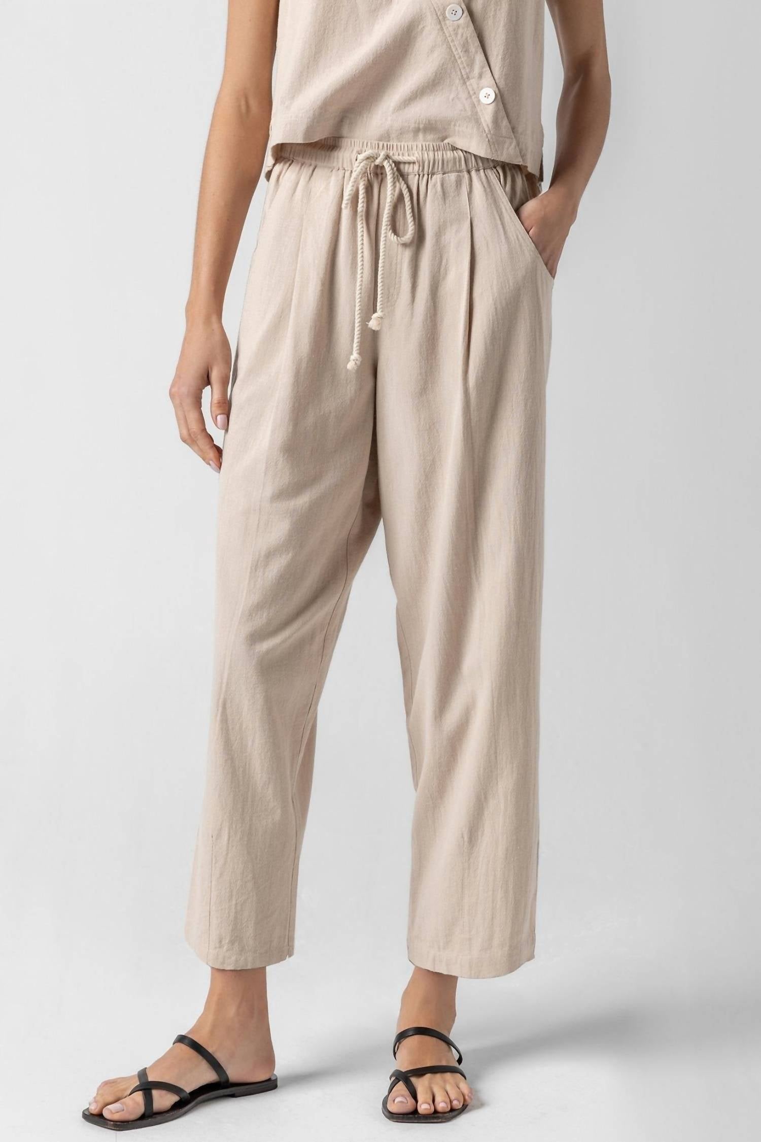 Lilla P - Textured Cotton Drawstring Pant