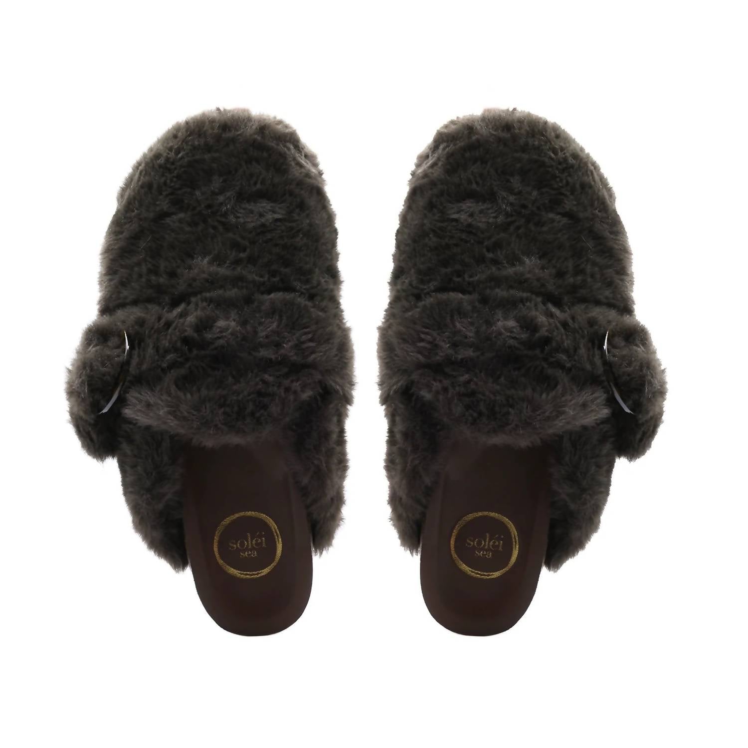 solei sea Women's Aspen Faux Fur Slippers in bark - women's shoe