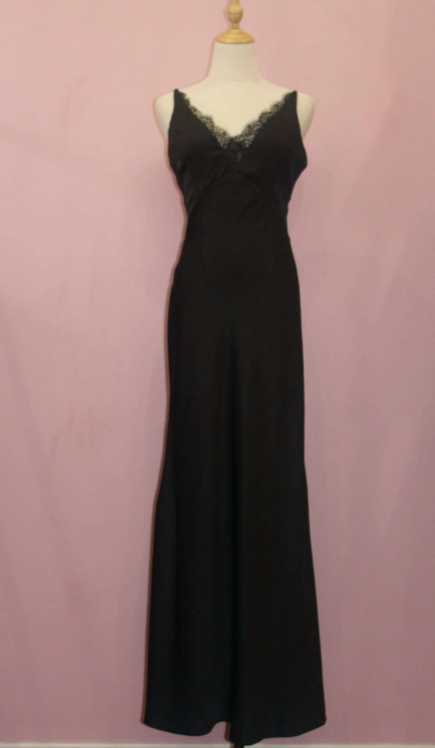 INA Women's Satin Sleeveless Lace Maxi Dress in black - women's dress