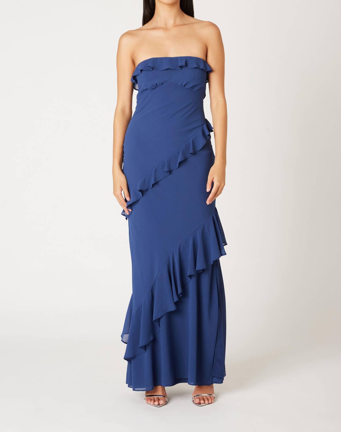 Cotton Candy La - Strapless Ruffle Tiered Maxi Dress