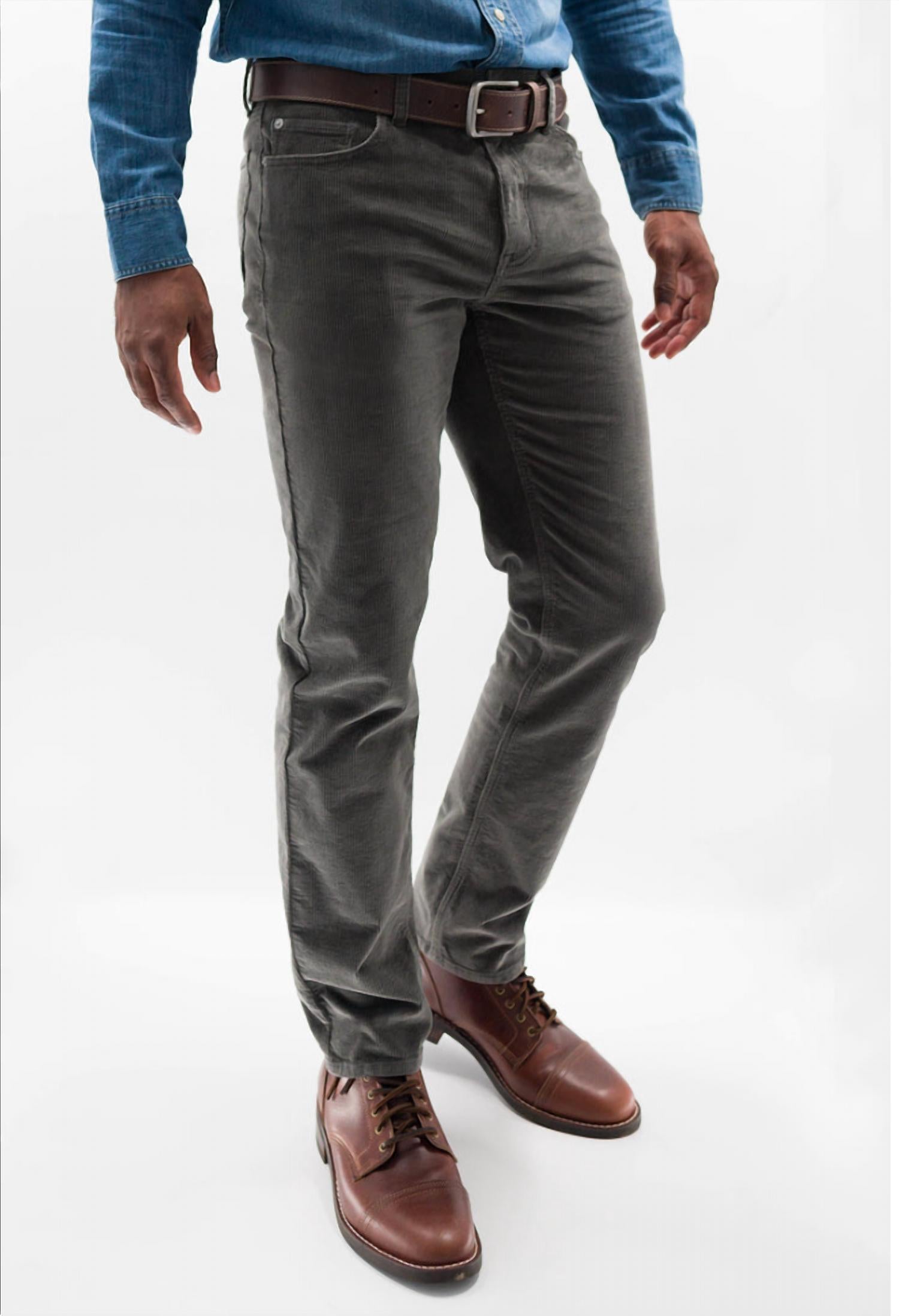 DEVIL-DOG Stretch Cords Pant in carbon - men's pants - detail view