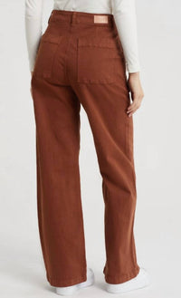 PISTOLA Women's Nicole Cotton Stretch Wide Leg Pant in spice - women's pants - detail view