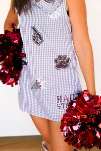 Queen Of Sparkles - Licensed Miss State Mini Icon Gingham Collar Dress