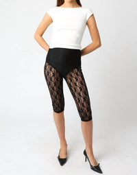 OLIVACEOUS Roxy Sheer Lace Capri Pants in black - women's pants - view 4