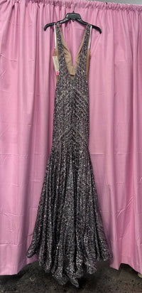 Jovani - Women's Sequin Embellished V Neck Gown