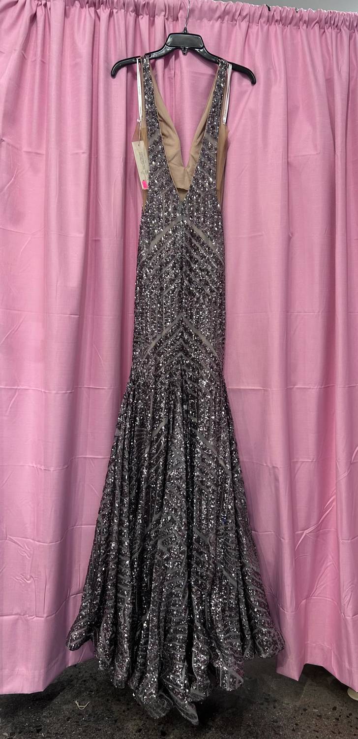 Jovani - Women's Sequin Embellished V Neck Gown