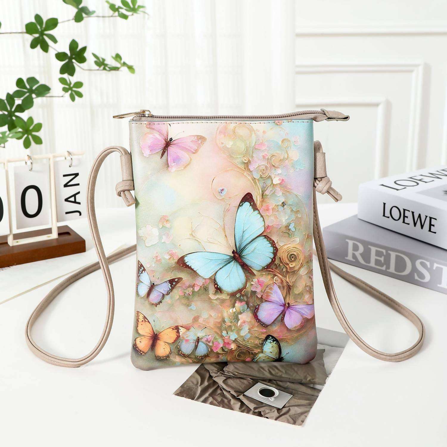 Shine Mark Accessories - Women's Flutter & Bloom Crossbody Cell Phone Bag