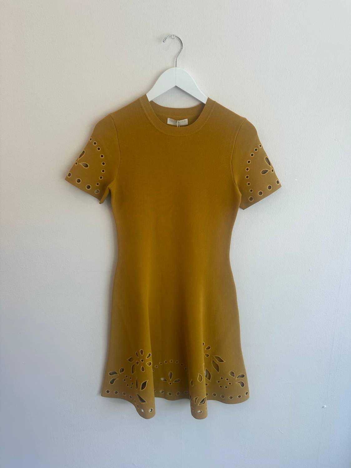 Ulla Johnson Fania Short Sleeve Knit Mini Dress in gold - women's dress