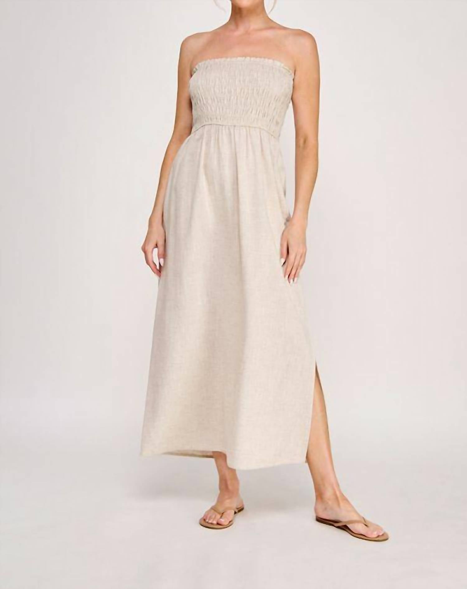 Allie Rose - Linen Smocked Midi Dress