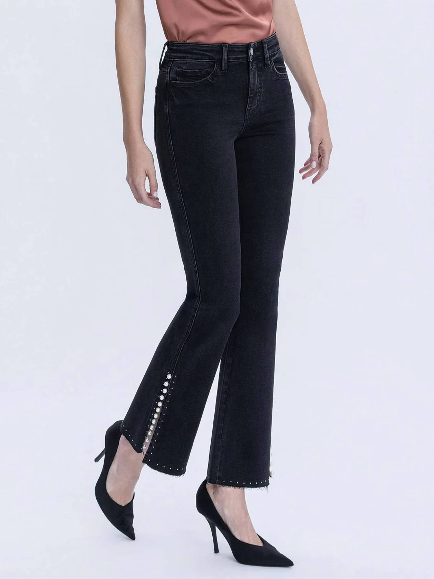 Vervet By Flying Monkey - High Rise Pearl Embellished Bootcut Jeans
