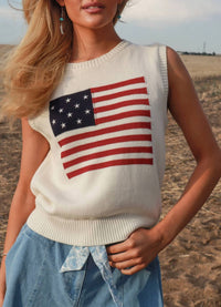 Klesis - Liberty Sleeveless American Flag Knit Sweater