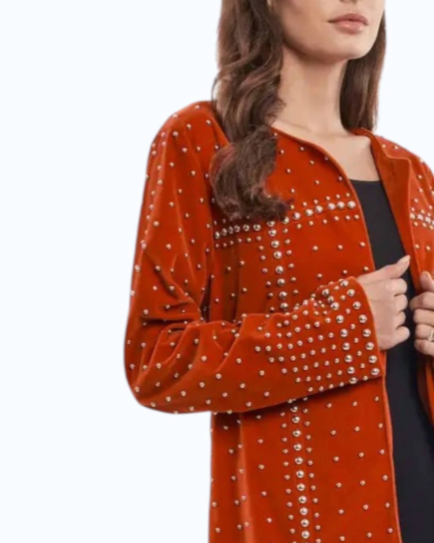 Adore - Long Velvet Studded Jacket