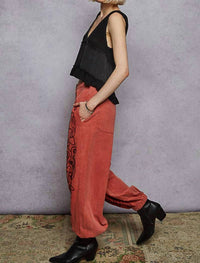 Pol - Floral Embroidered Twill Pants