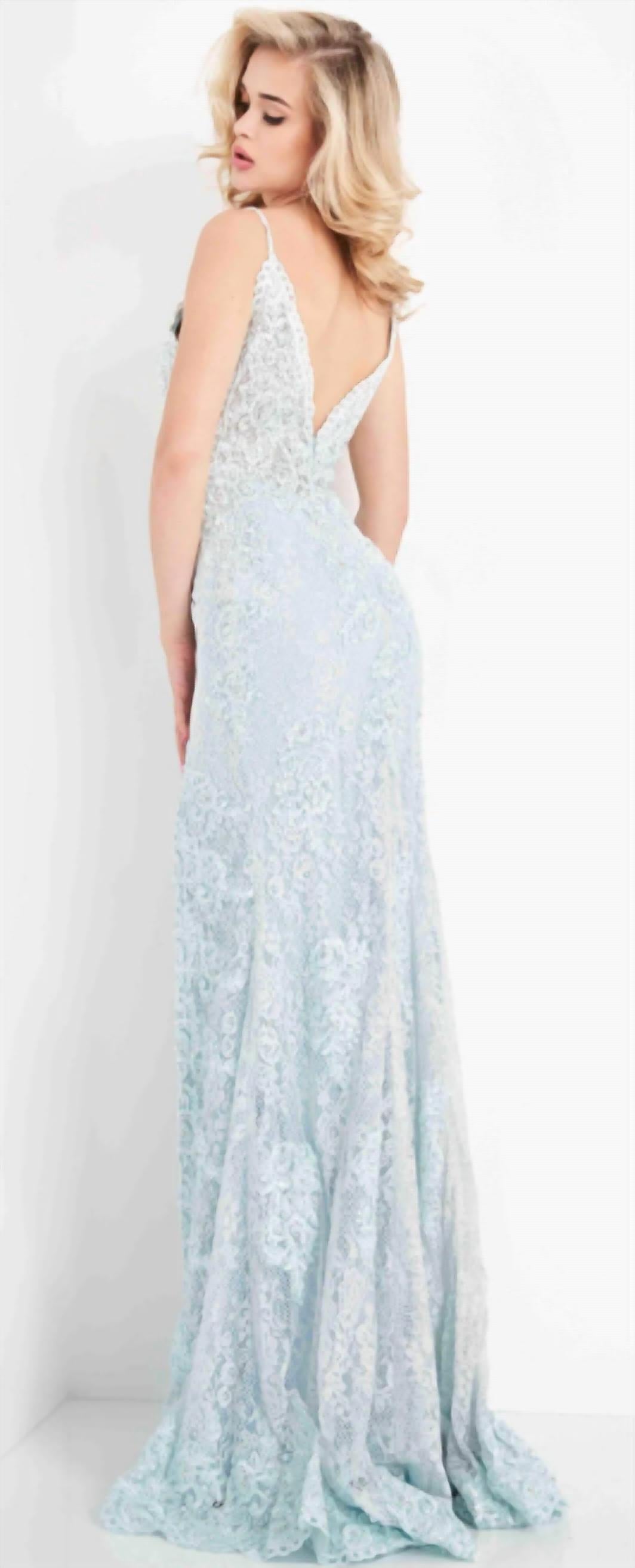 Jovani - Deep V Neckline Gown