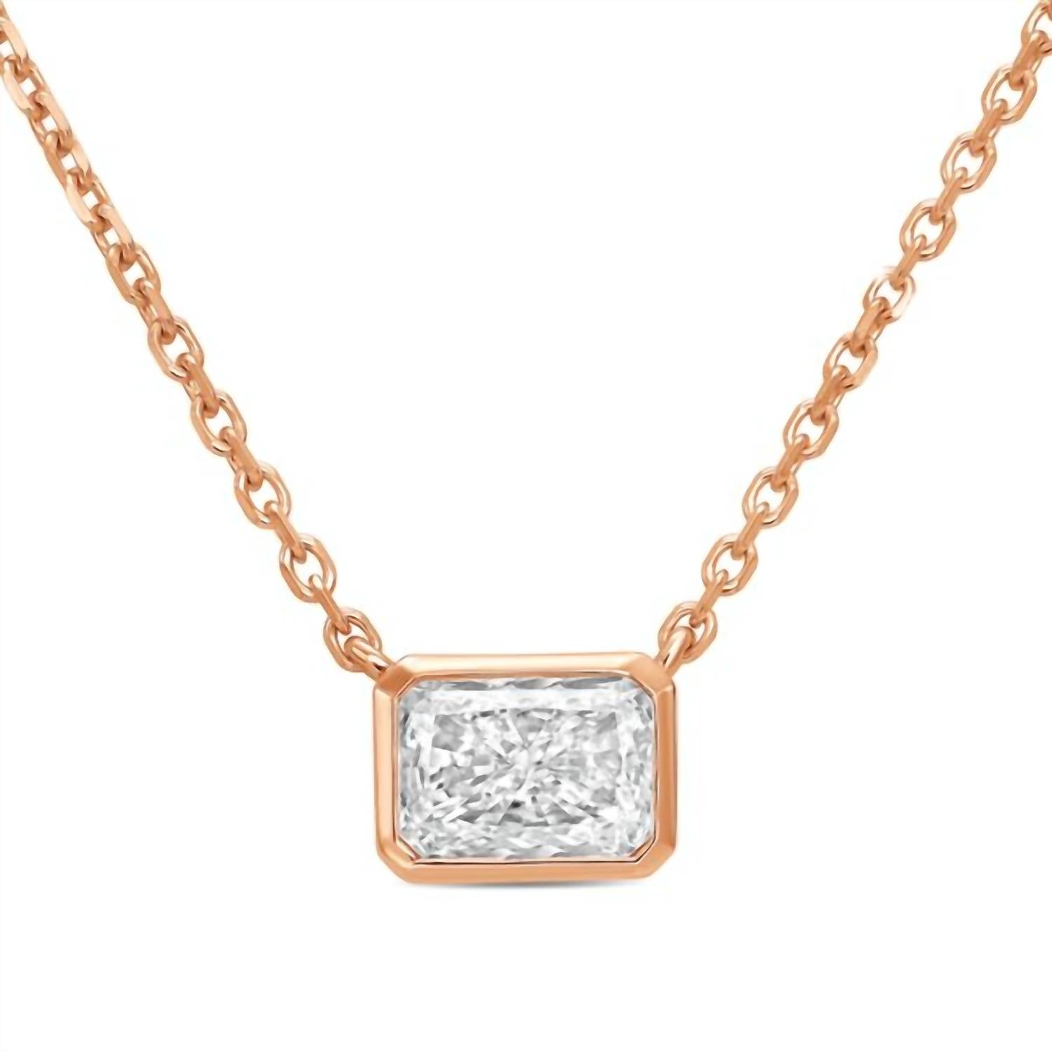 Diana M Jewels - 2.00 Cts Lab Grown East West Radiant Cut Bezel Pendant Necklace - Classic