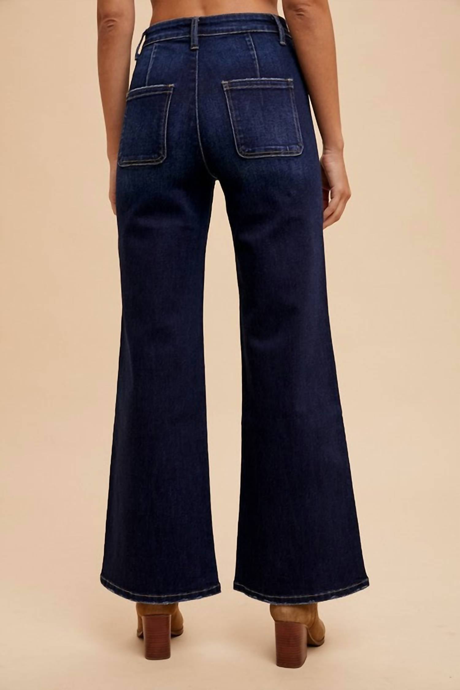 Anniewear - Stretch Front Two Pocket High Rise Flare Jeans