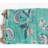 FUNKY MONKEY Women's Cottage Floral Lightweight Tassel Scarf in turquoise yellow - women's scarf - view 5
