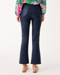 Lilly Pulitzer Liza Coated Crop Flare Jeans in low tide navy - women's jeans - alternate view