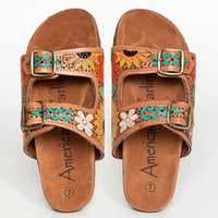 American Darling - Women's Carved Genuine Leather Sandal