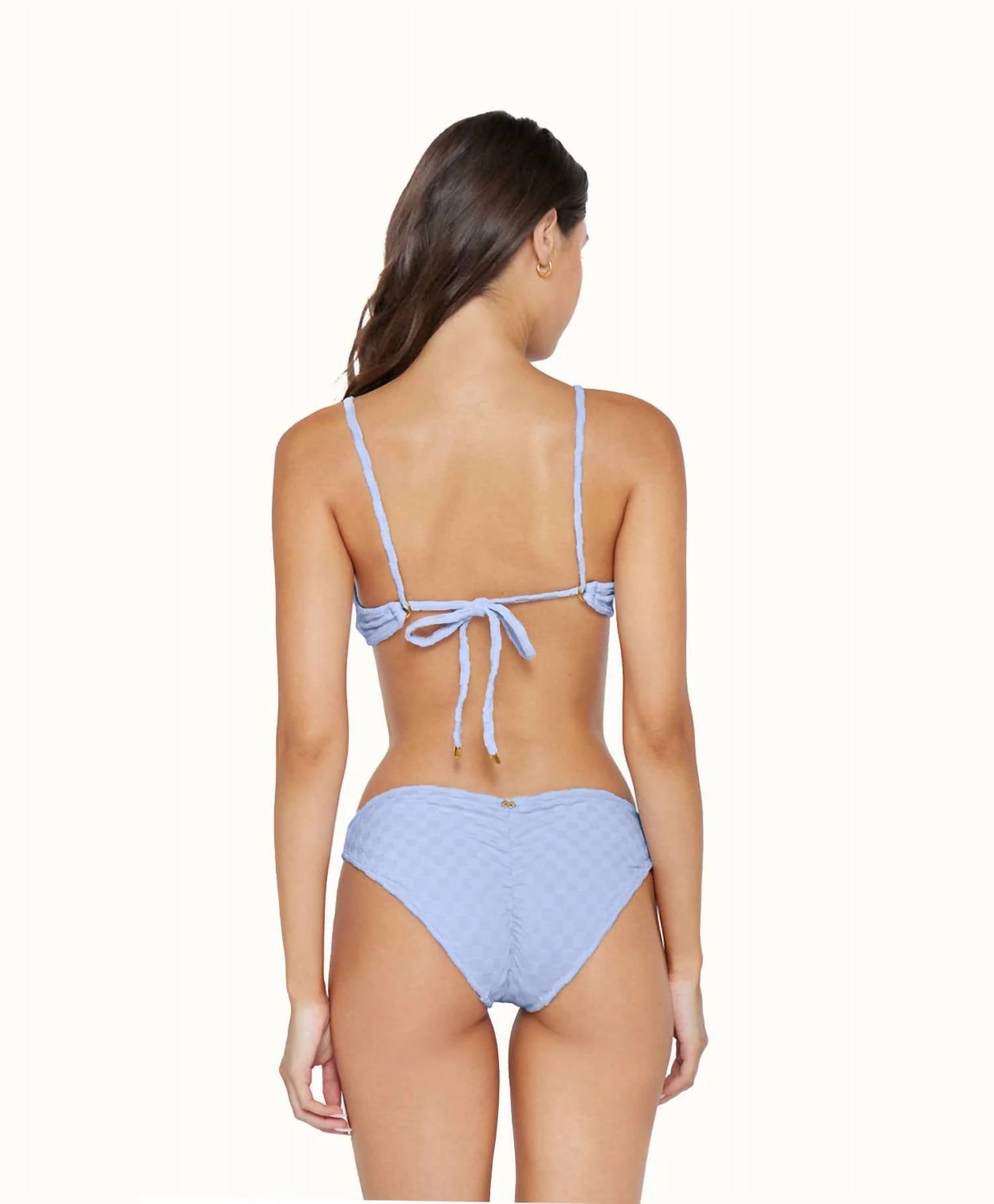 PQ Swim Dockside Basic Ruched Full Bottoms in blue - women's swimwear - detail view